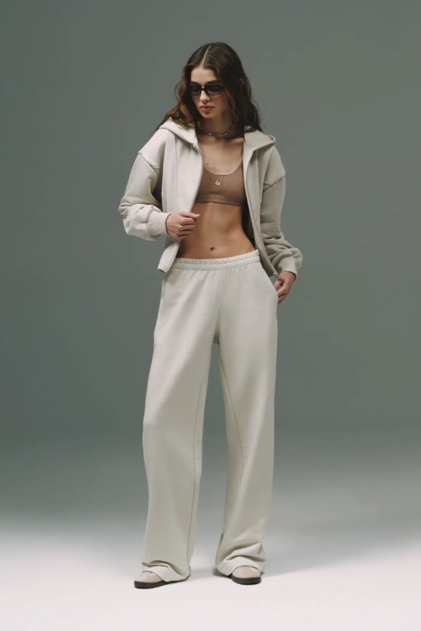 Бежевий спортивний костюм з корсетним худі та палаццо Low-Rise 044GARDEN