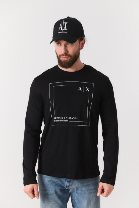 Черный лонгслів Armani Exchange