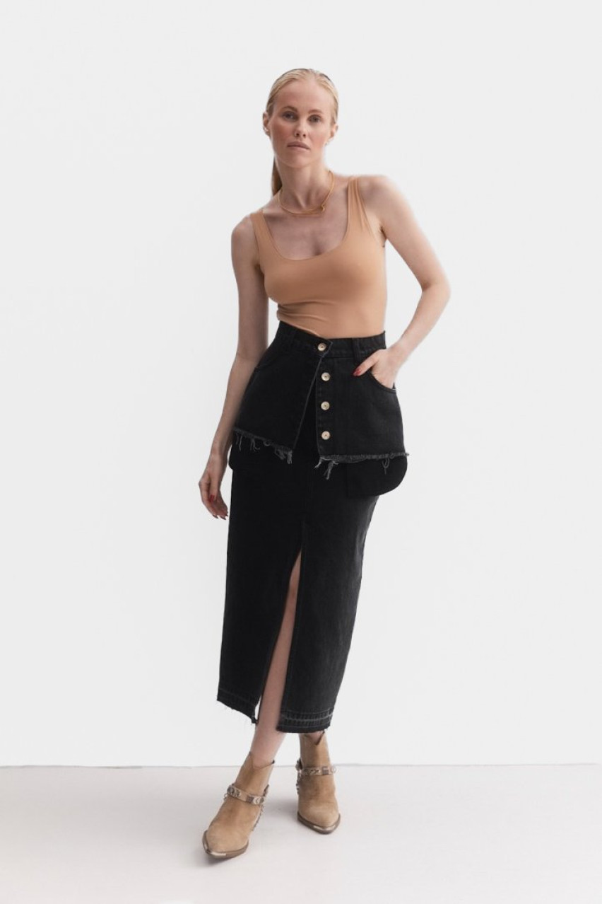 Чёрный джинсовый пояс-корсет Aisenberg