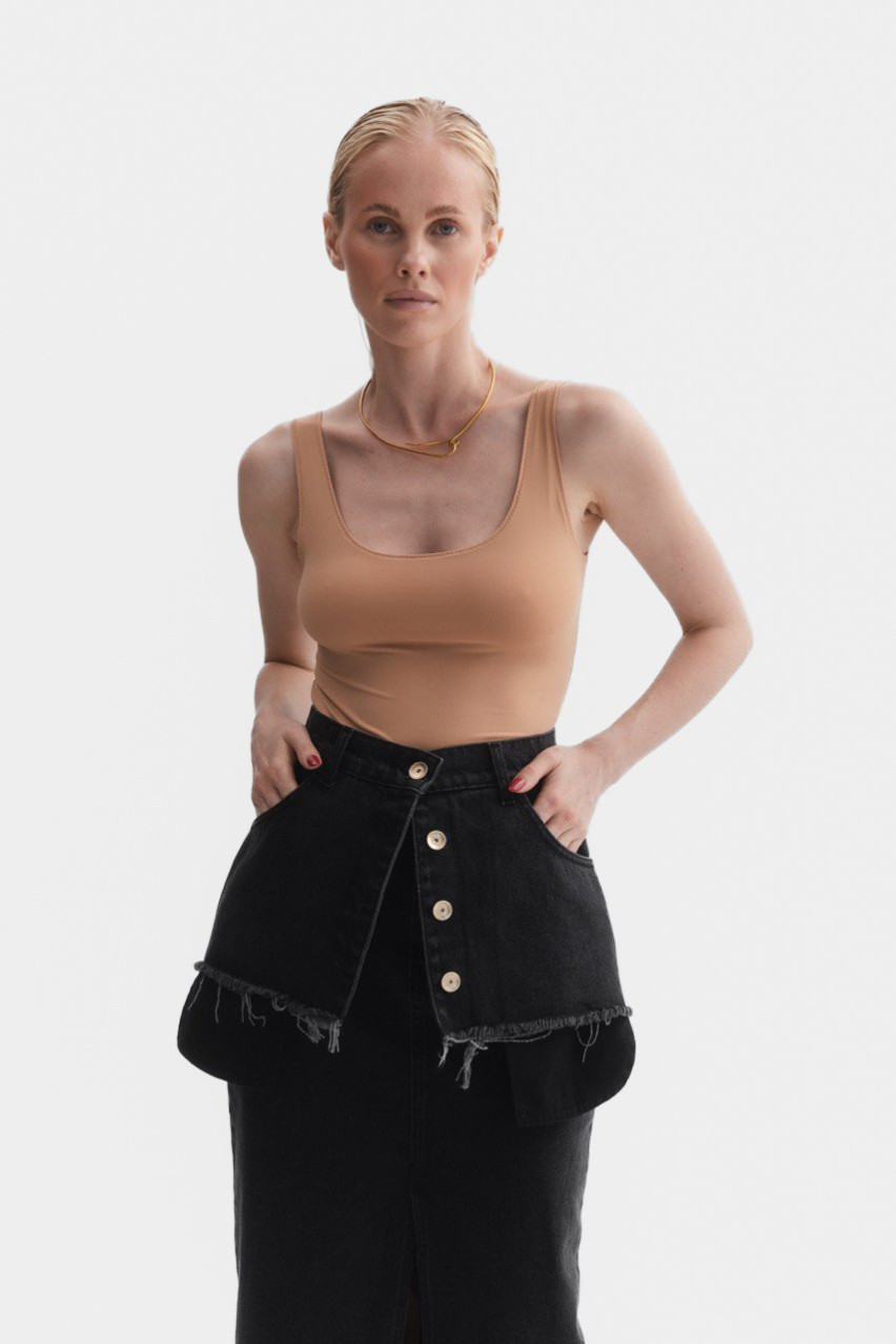 Чёрный джинсовый пояс-корсет Aisenberg