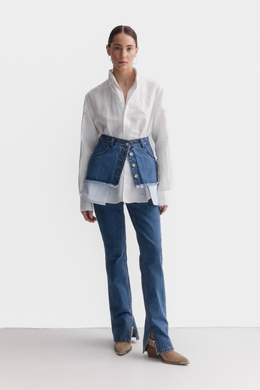 Синий джинсовый пояс-корсет