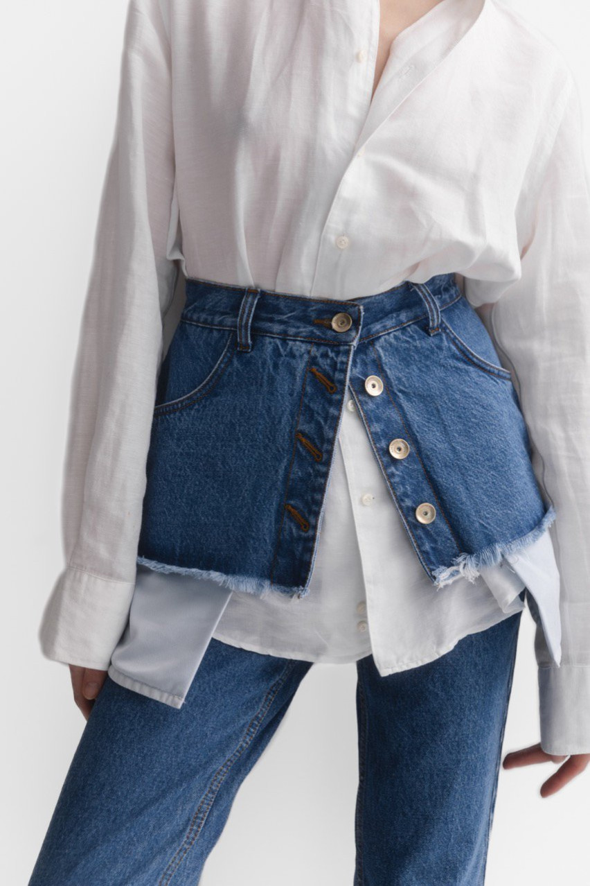 Синий джинсовый пояс-корсет