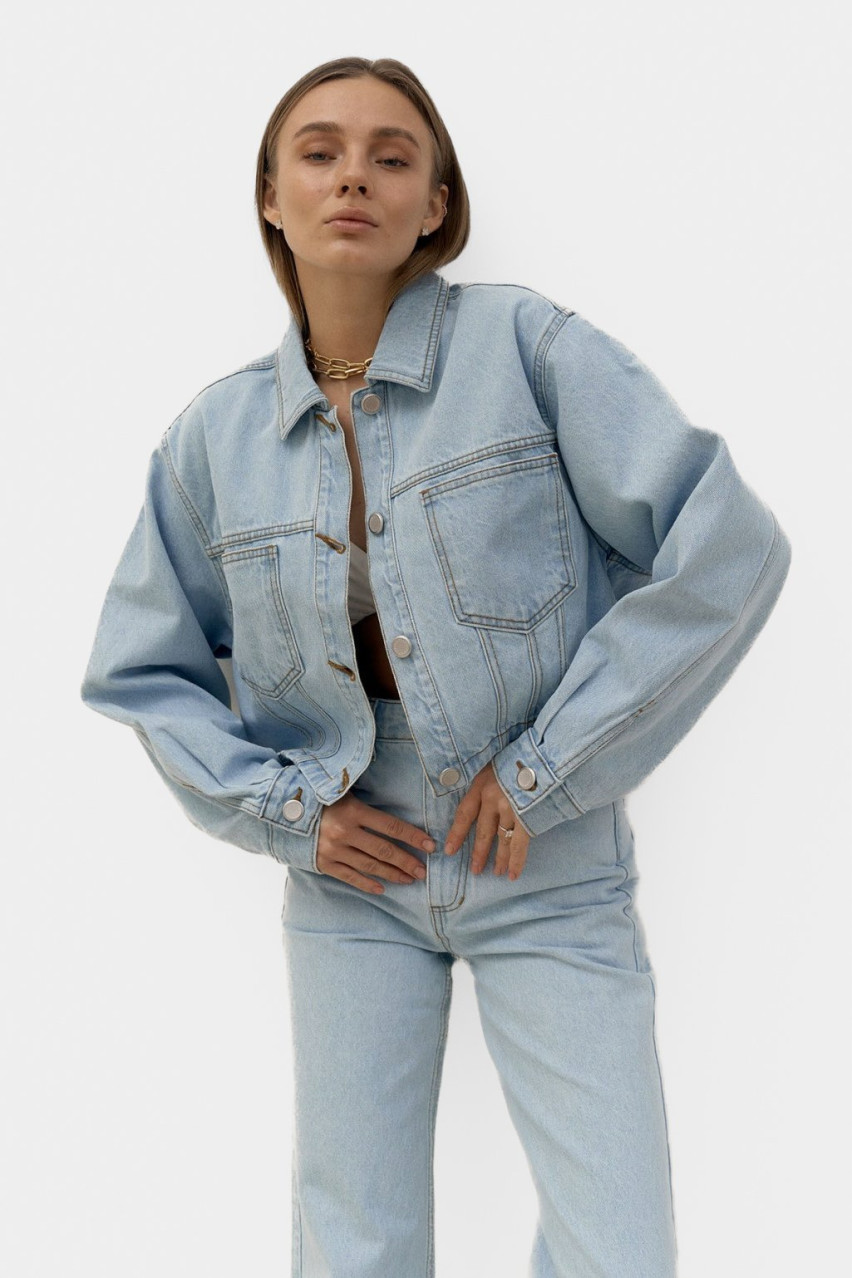 Блакитна джинсова куртка Crop 