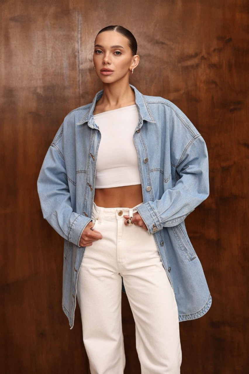 Блакитна джинсова куртка-сорочка D67MB AISENBERG