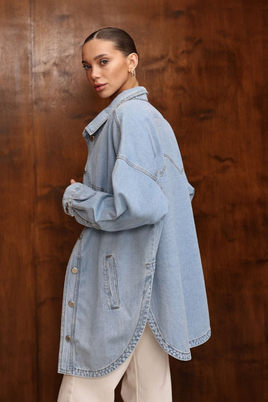 Блакитна джинсова куртка-сорочка D67MB AISENBERG