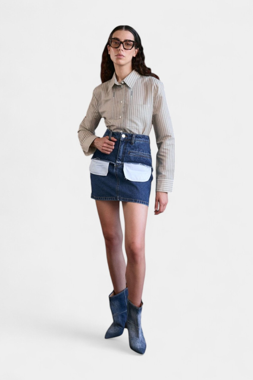 Синяя джинсовая юбка-мини с карманами D265SB AISENBERG