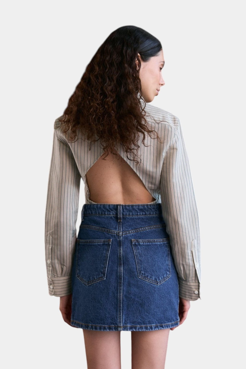 Синяя джинсовая юбка-мини с карманами D265SB AISENBERG