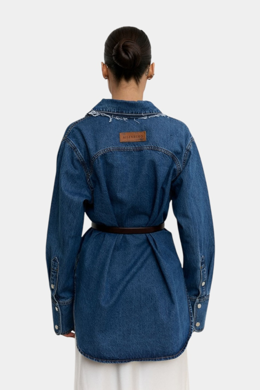 Синя джинсова сорочка з рваним воротом DShirtC Aisenberg