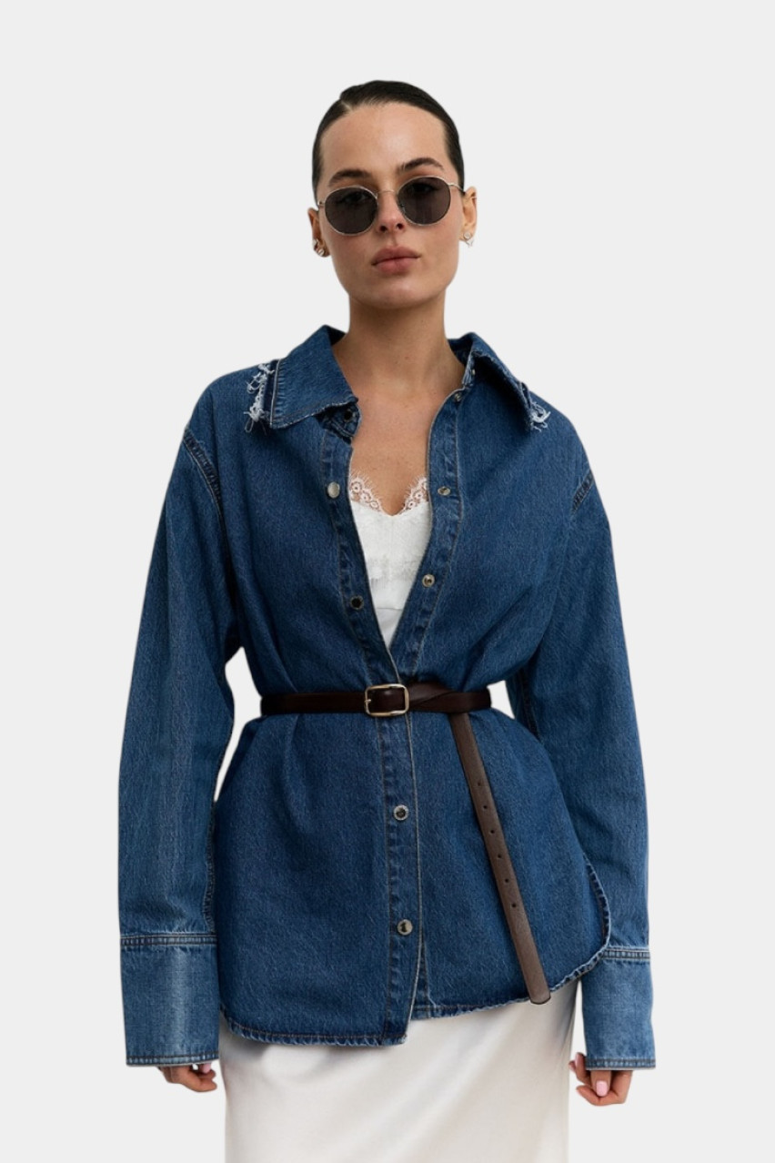 Синя джинсова сорочка з рваним воротом DShirtC Aisenberg