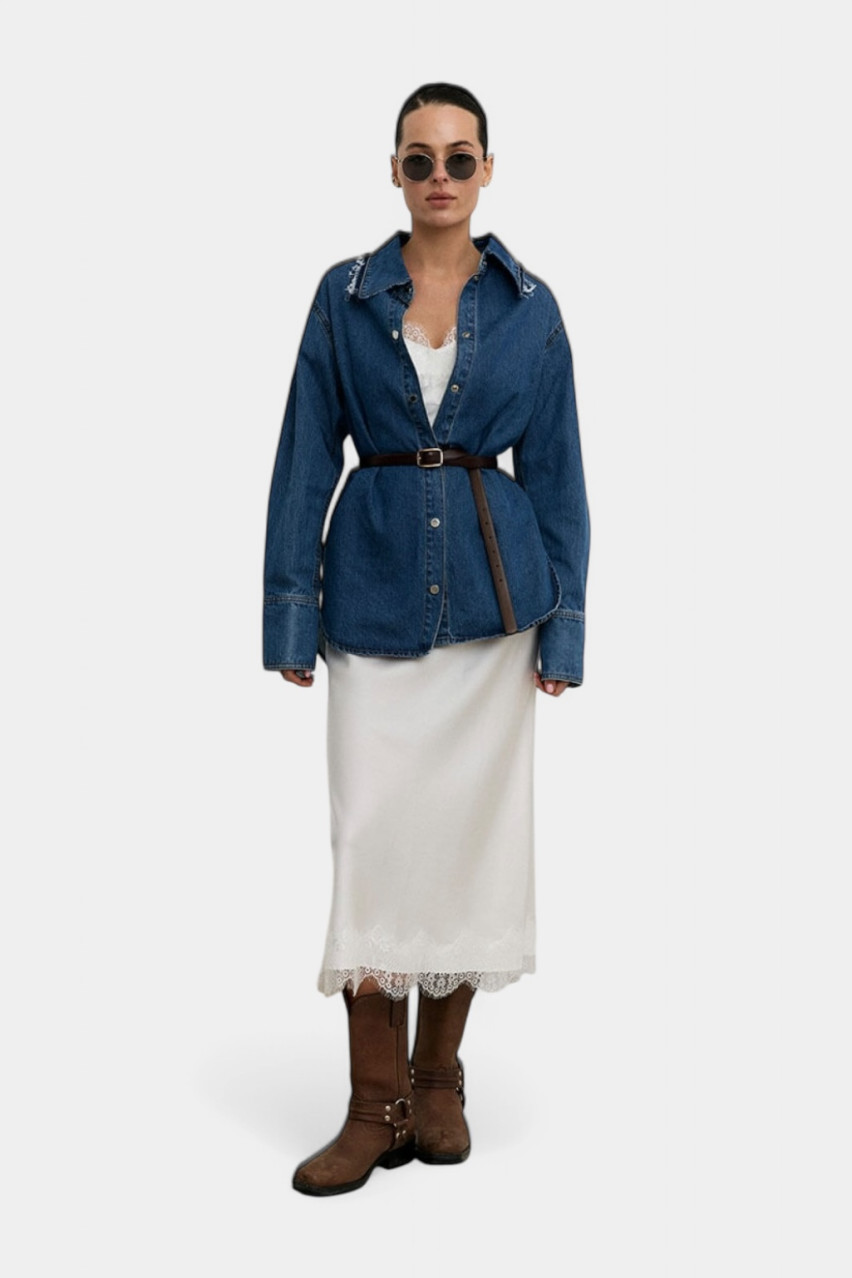 Синя джинсова сорочка з рваним воротом DShirtC Aisenberg