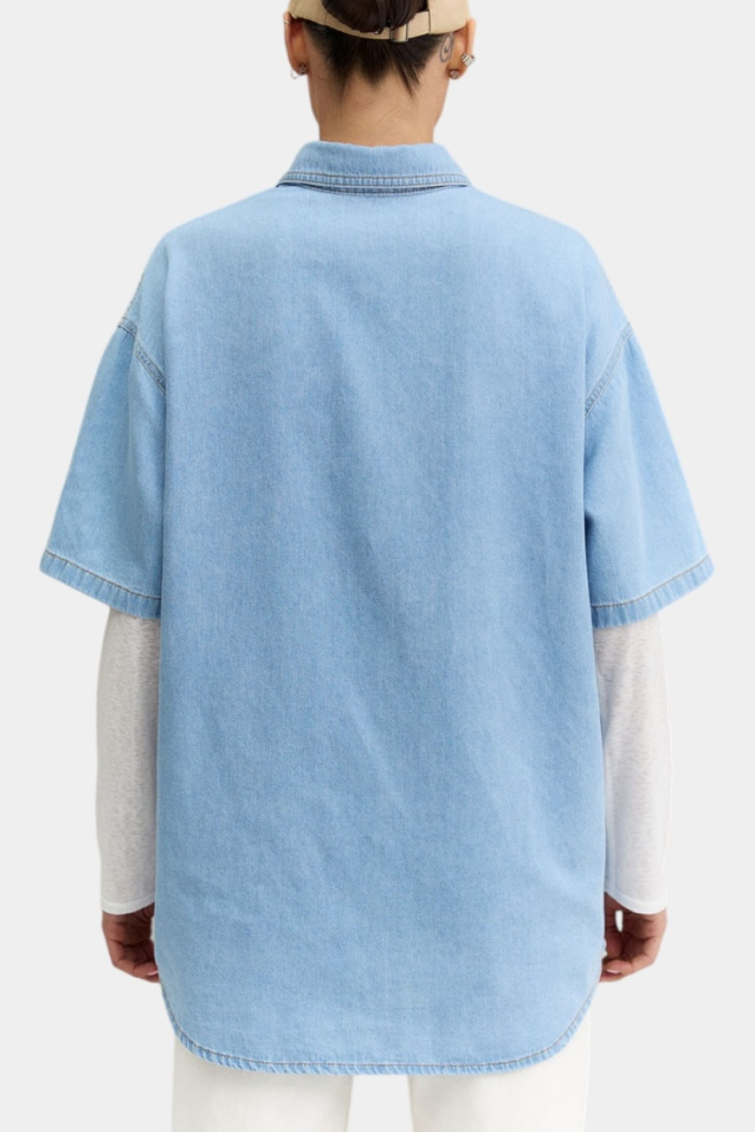 Блакитна джинсова сорочка з короткими рукавами D272LB Aisenberg