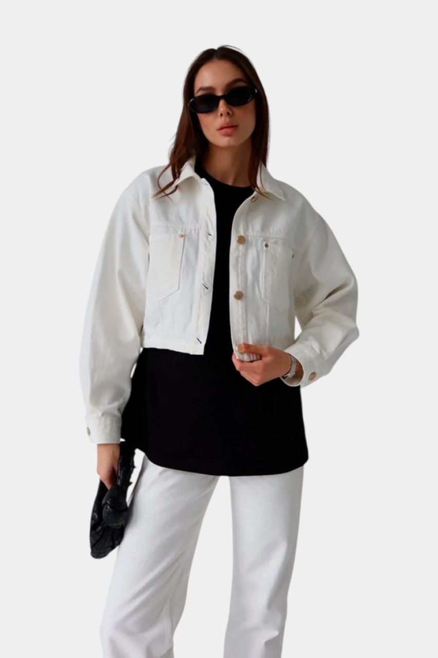 Біла джинсова куртка Crop D239W Aisenberg