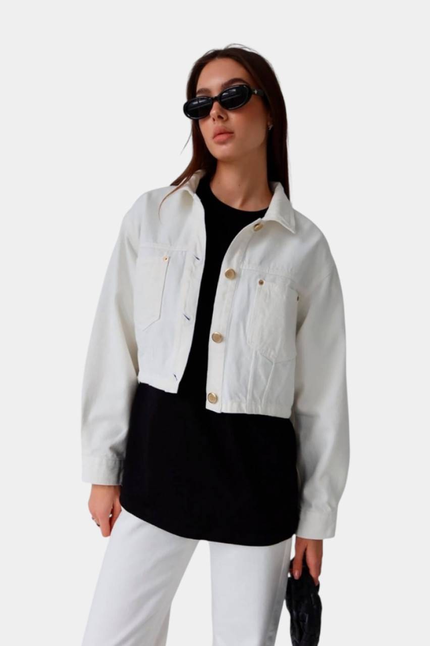 Біла джинсова куртка Crop D239W Aisenberg