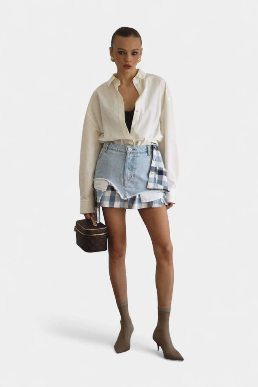 Светло-голубая джинсовая юбка-шорты Rio D289LB Aisenberg