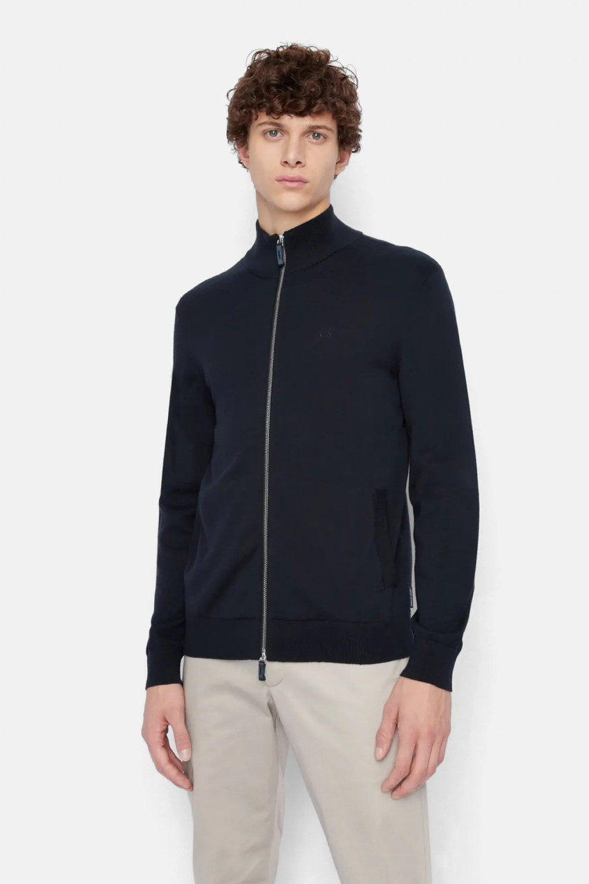 Темно-синій кардиган на блискавці з органічної бавовни ASV 8NZE4D ZM8CZ 1510 Armani Exchange
