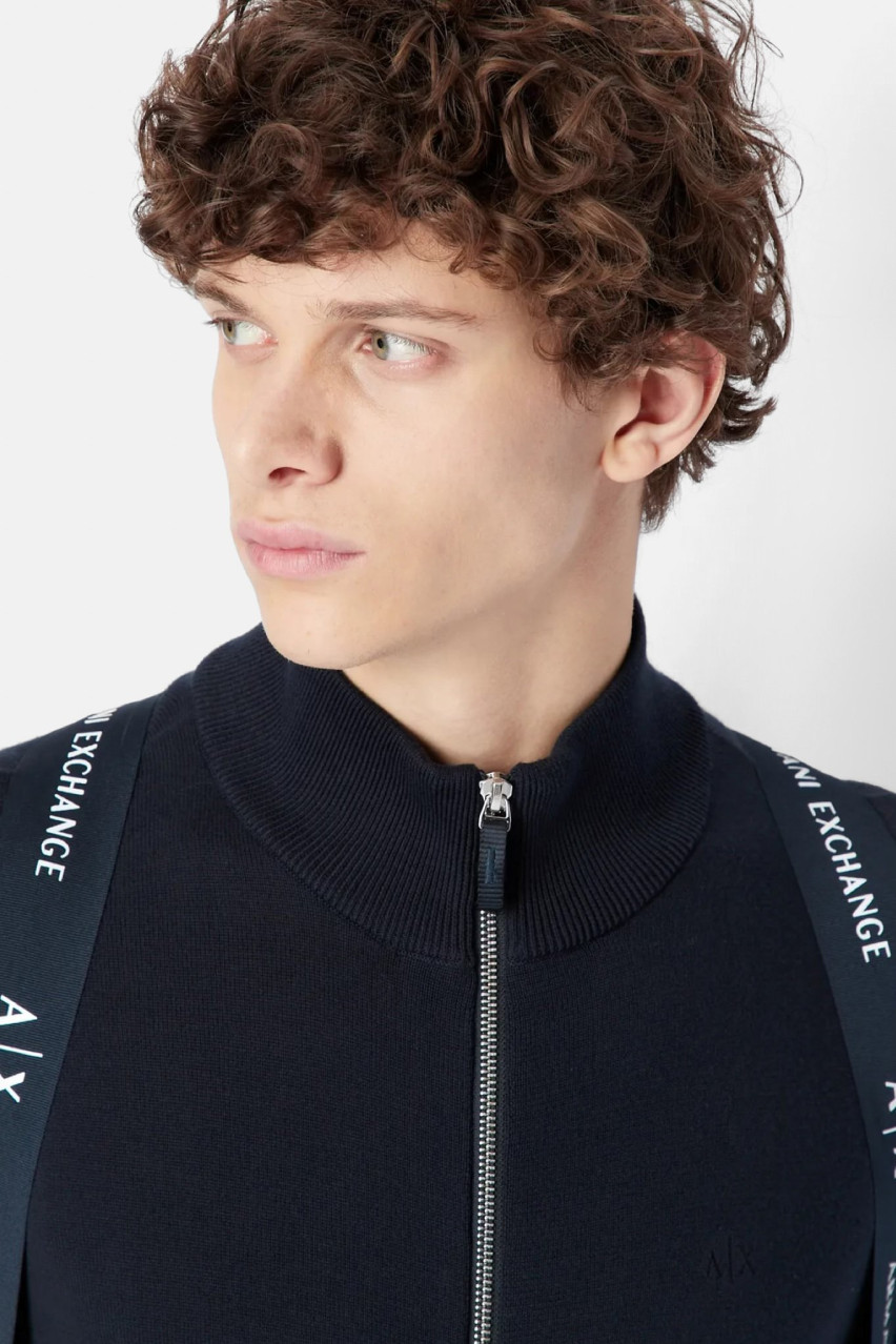 Темно-синій кардиган на блискавці з органічної бавовни ASV 8NZE4D ZM8CZ 1510 Armani Exchange