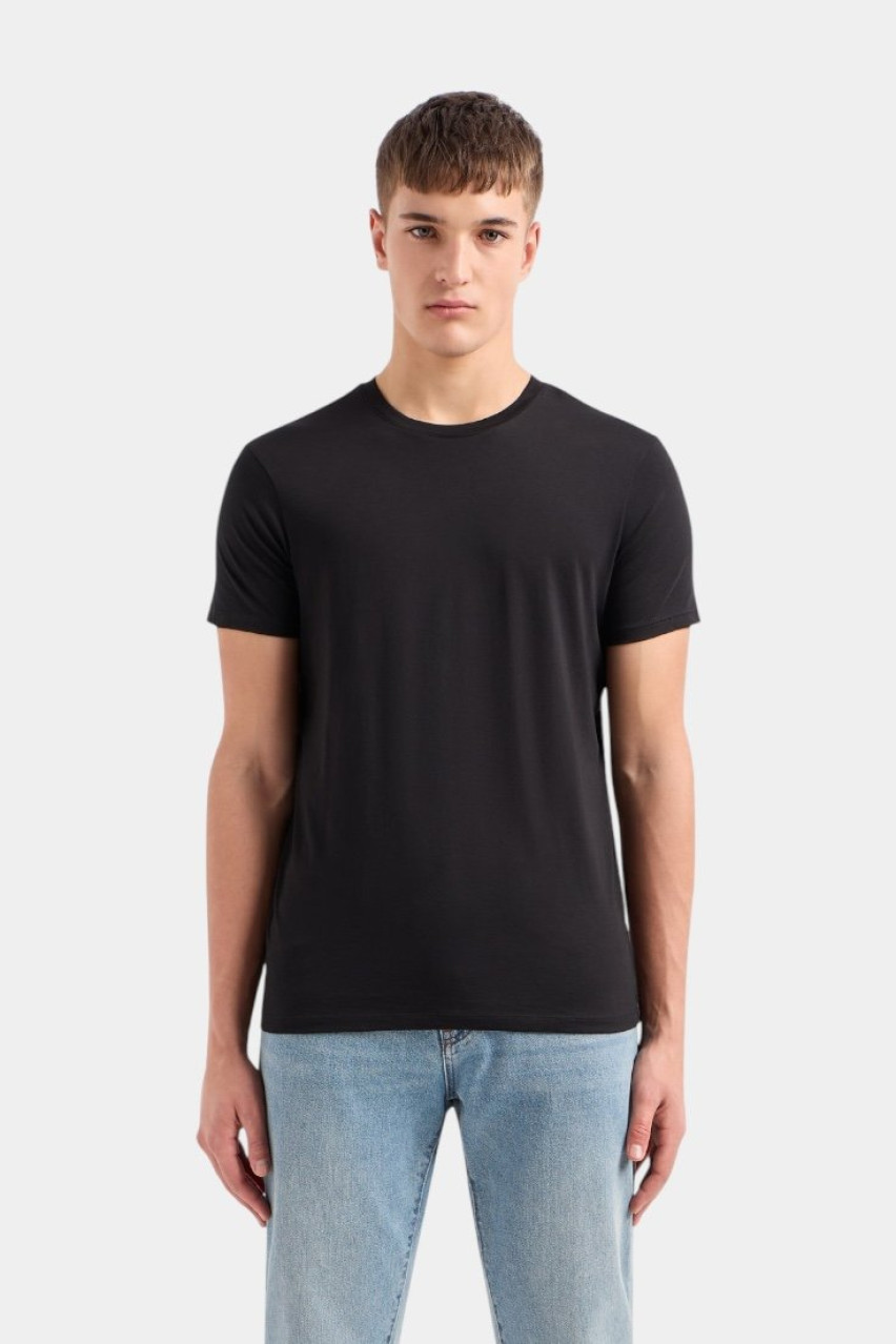 Чорна футболка приталеного крою з бавовни піма 8NZT74 ZJA5Z 1200 Armani Exchange