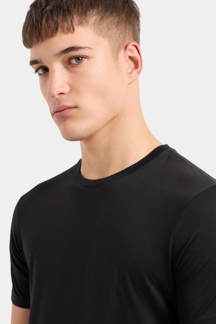 Чорна футболка приталеного крою з бавовни піма 8NZT74 ZJA5Z 1200 Armani Exchange
