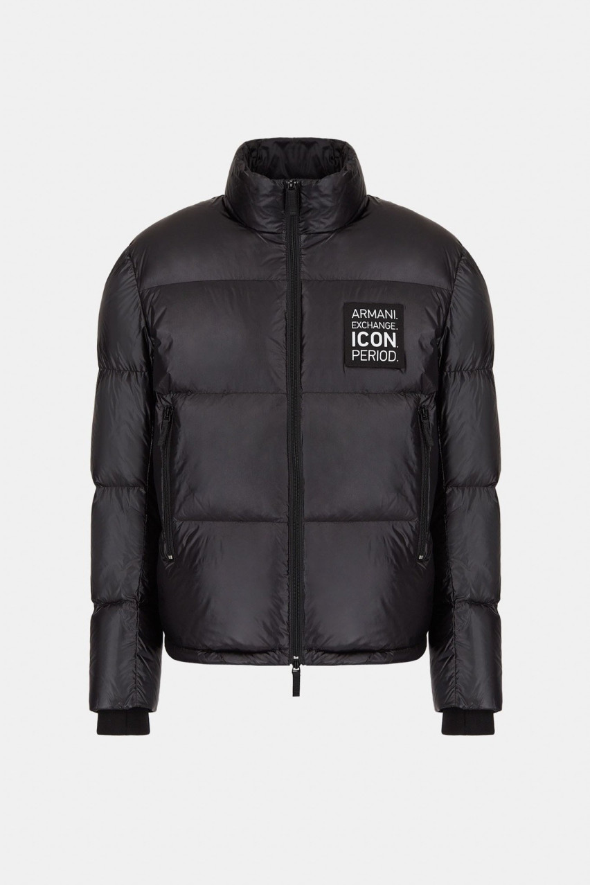 Чёрный пуховик Armani Exchange 