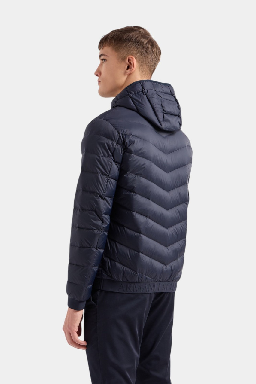 Темно-синий пуховик на молнии с капюшоном 8NZB53 ZNW3Z 5578 Armani Exchange