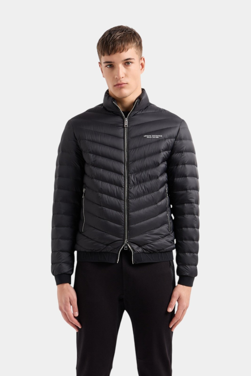 Черный стеганый пуховик на молнии 8NZB52 ZNW3Z 0217 Armani Exchange