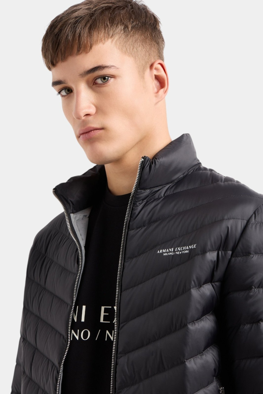 Черный стеганый пуховик на молнии 8NZB52 ZNW3Z 0217 Armani Exchange