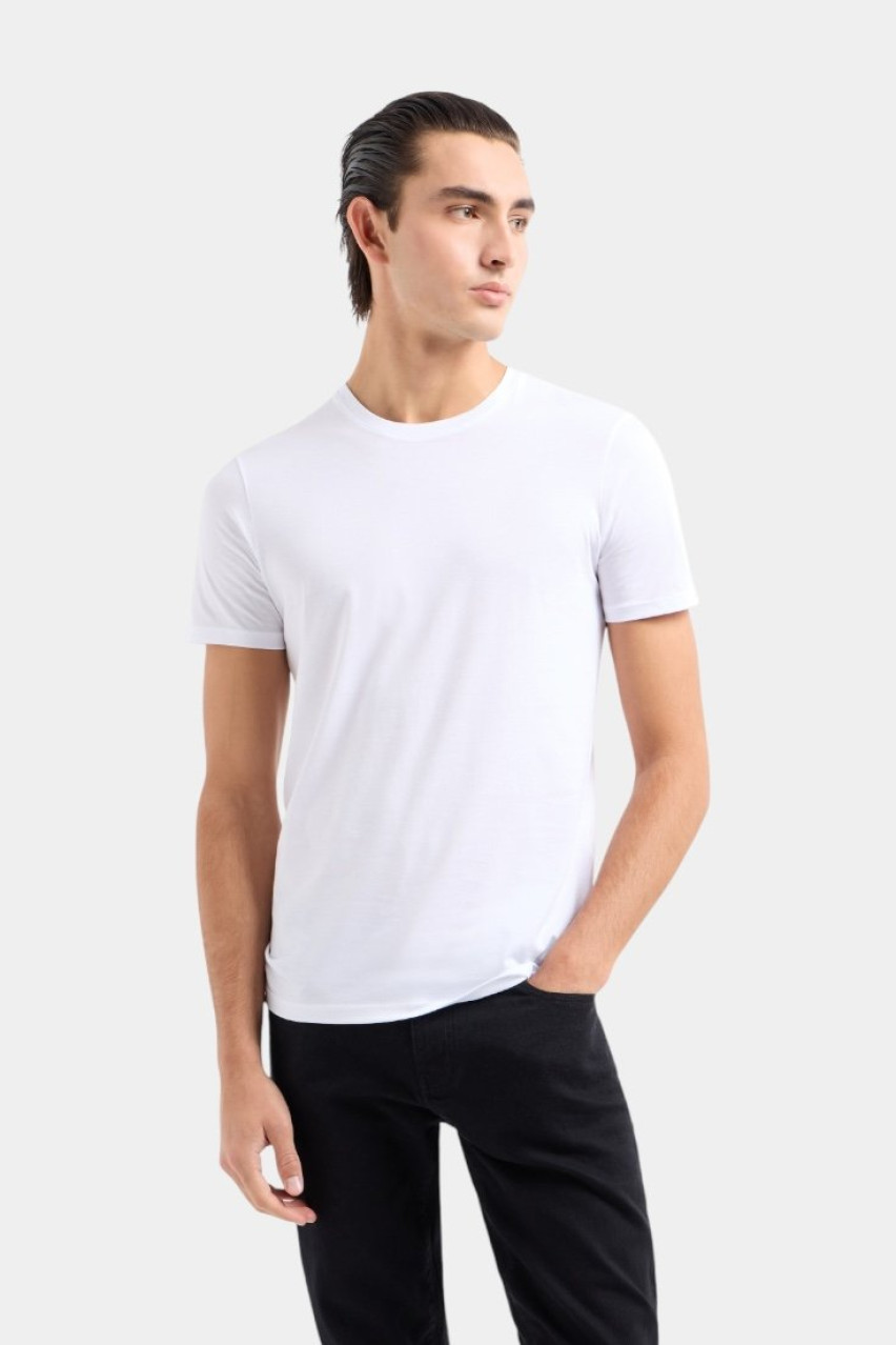 Біла футболка приталеного крою з бавовни піма 8NZT74 ZJA5Z 1100 Armani Exchange