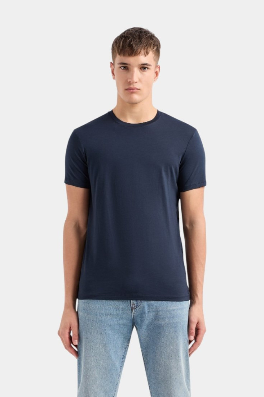 Темно-синя футболка приталеного крою з бавовни піма 8NZT74 ZJA5Z 1510 Armani Exchange
