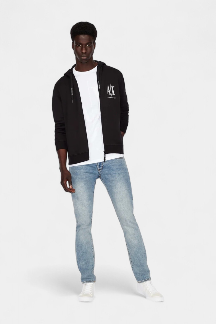 Чорне худі long zip 8NZMPP ZJ1ZZ 1200 Armani Exchange