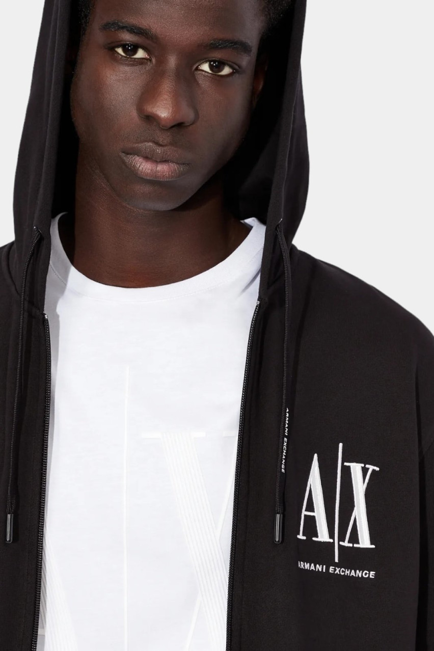 Чорне худі long zip 8NZMPP ZJ1ZZ 1200 Armani Exchange