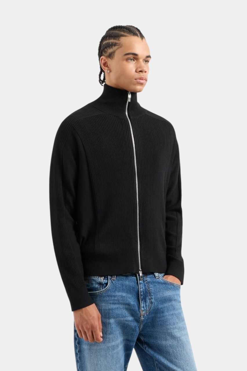 Чорний кардиган на блискавці з вовняної суміші 6DZE6G ZM5BZ 1200 Armani Exchange