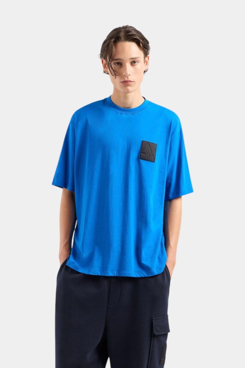 Синяя футболка свободного кроя с нашивкой-логотипом 6DZTJG ZJ8EZ 15DS Armani Exchange