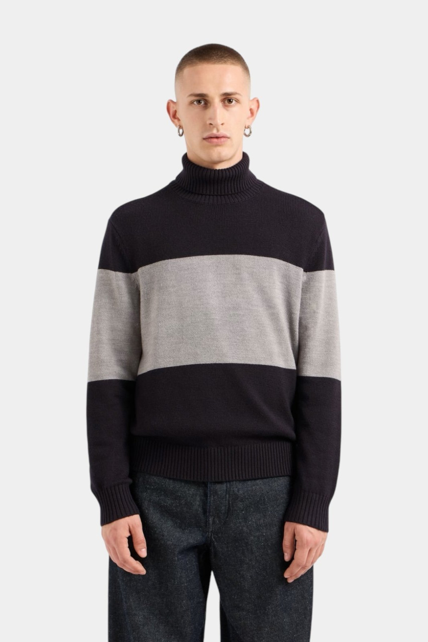 Темно синий свитер с серой контрастной полосой 6DZM2E ZM1LZ 25FV Armani Exchange