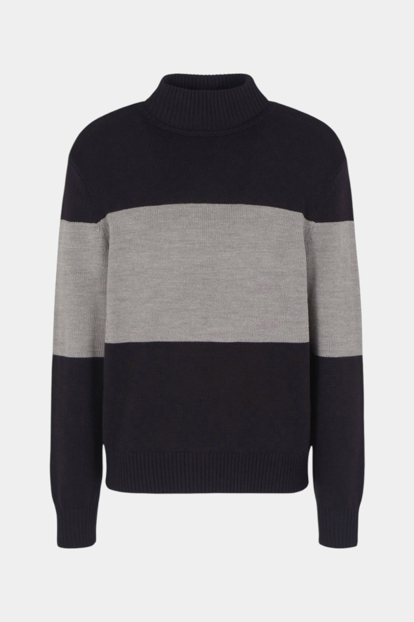 Темно синий свитер с серой контрастной полосой 6DZM2E ZM1LZ 25FV Armani Exchange