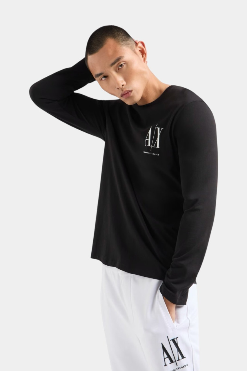 Черный хлопковый лонгслив 8NZTPL ZJH4Z 1200 Armani Exchange