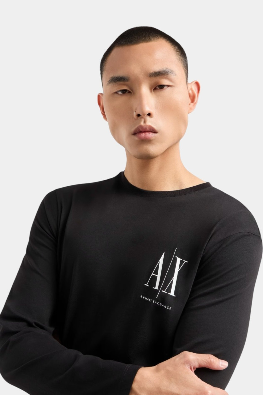 Черный хлопковый лонгслив 8NZTPL ZJH4Z 1200 Armani Exchange