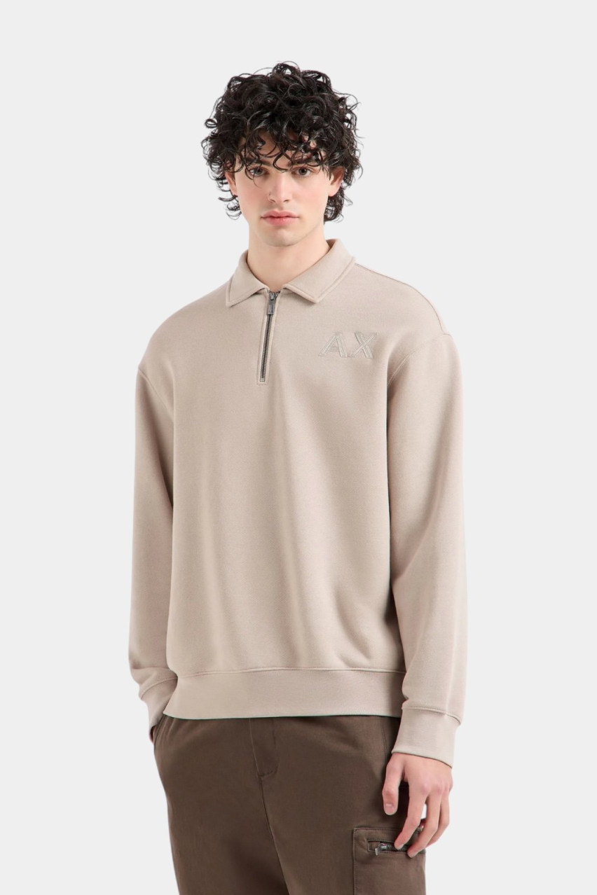 Бежевый свитшот-поло на молнии 6DZMAB ZJKAZ 17AB Armani Exchange