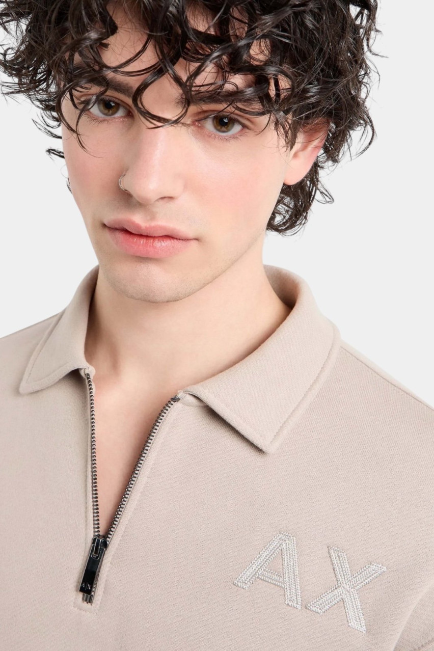 Бежевый свитшот-поло на молнии 6DZMAB ZJKAZ 17AB Armani Exchange