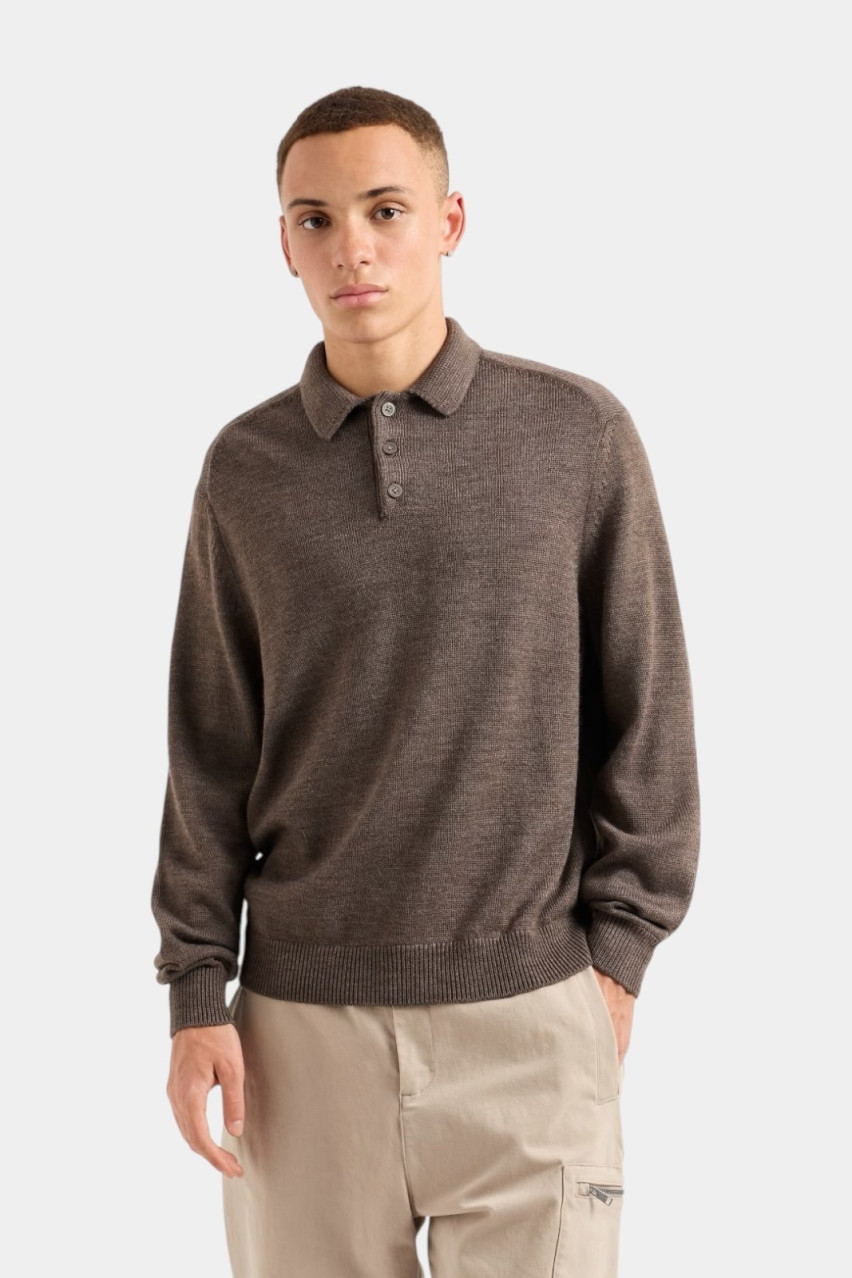 Коричневий светр-поло із вовняної суміші 6DZF1A ZM1LZ 3718 Armani Exchange