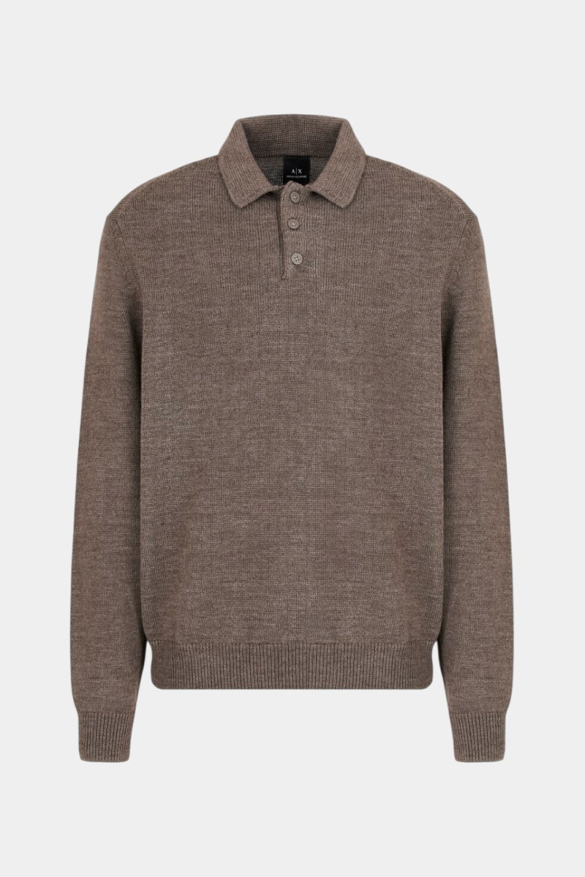 Коричневий светр-поло із вовняної суміші 6DZF1A ZM1LZ 3718 Armani Exchange