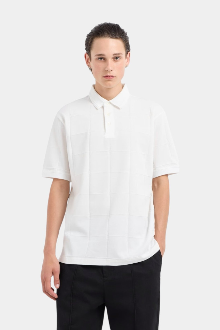 Белое поло из мерсеризированного хлопка ASV и жаккардовым узором 6DZFLJ ZJ2ZZ 1116 Armani Exchange