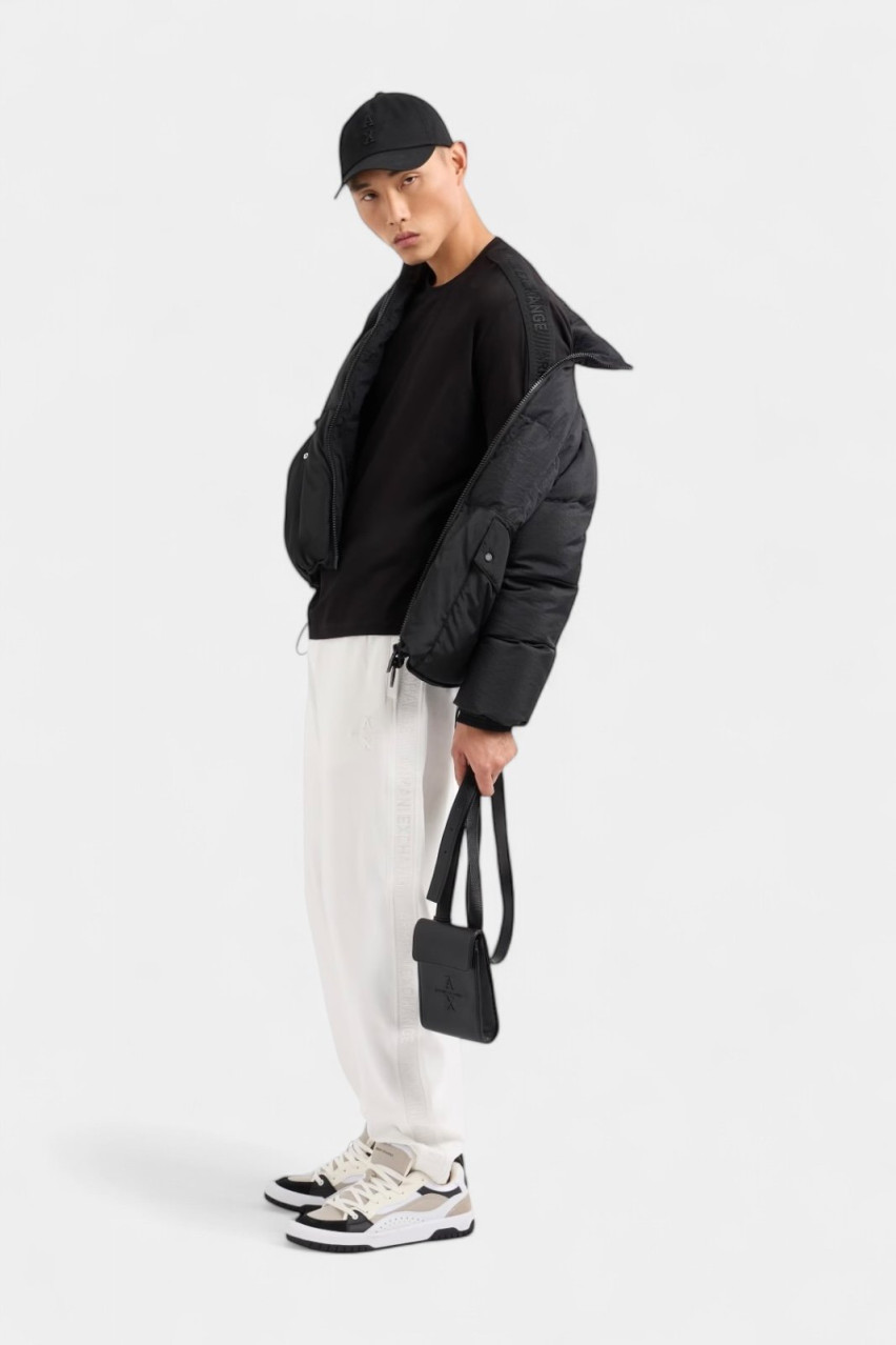 Чорна футболка з логотипними стрічками 6DZTLA ZJ9JZ 1200 Armani Exchange