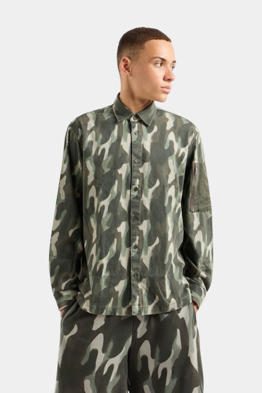 Хакі сорочка з камуфляжним принтом 6DZC08 ZN5LZ 4891 Armani Exchange