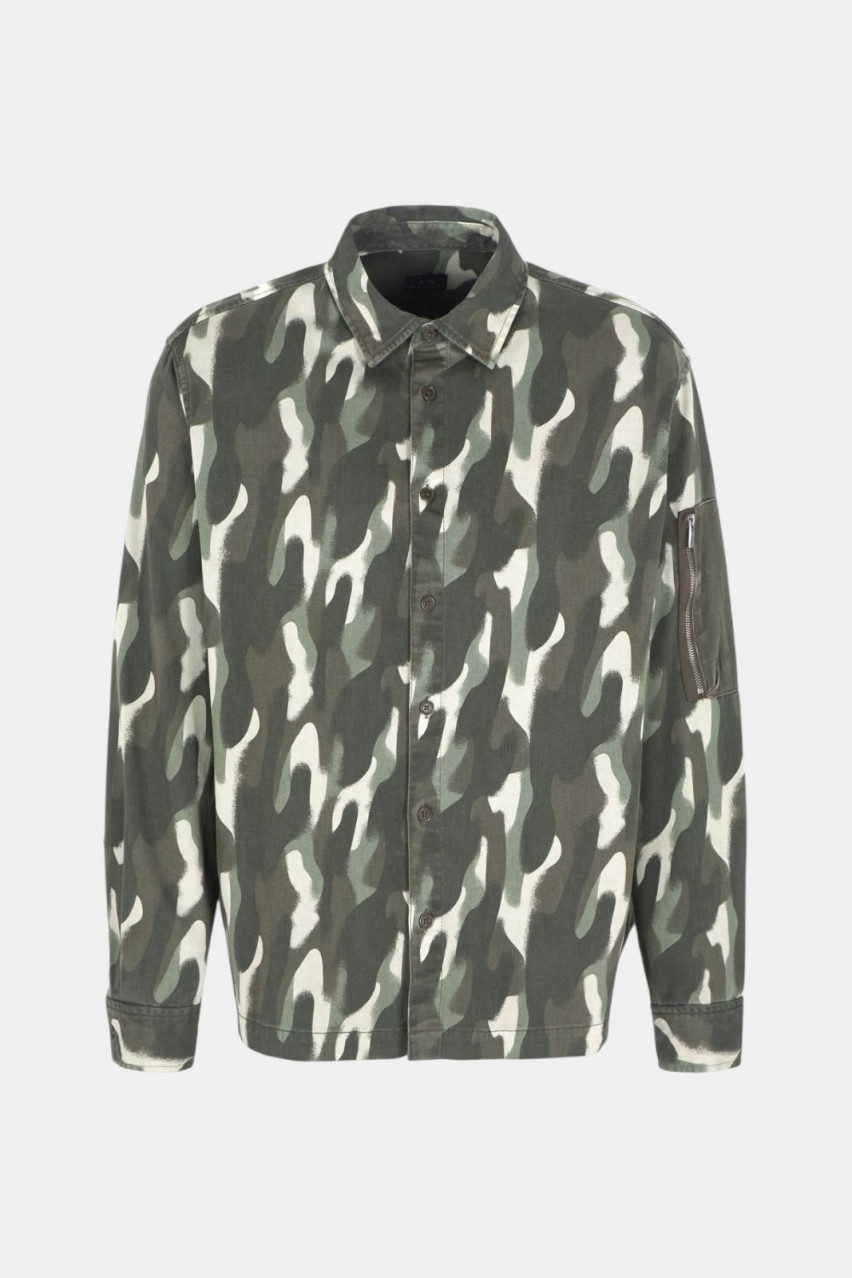 Хакі сорочка з камуфляжним принтом 6DZC08 ZN5LZ 4891 Armani Exchange