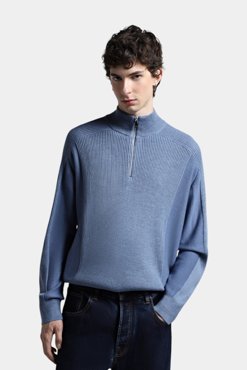 Блакитний светр на блискавці 6DZM6L ZM5BZ 15DU Armani Exchange