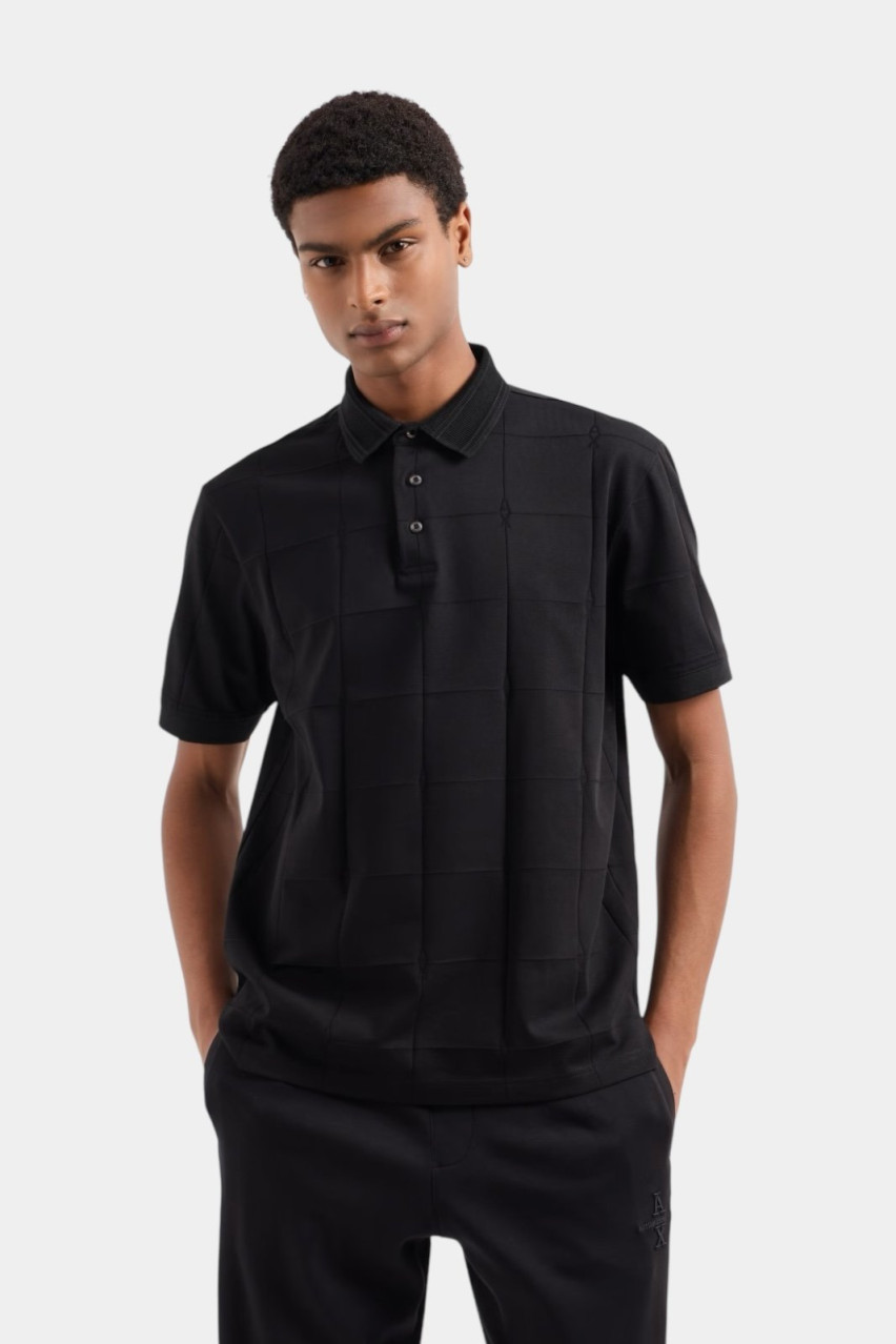 Чорне поло з мерсеризованої бавовни ASV та жакардовим візерунком 6DZFLJ ZJ2ZZ 1200 Armani Exchange