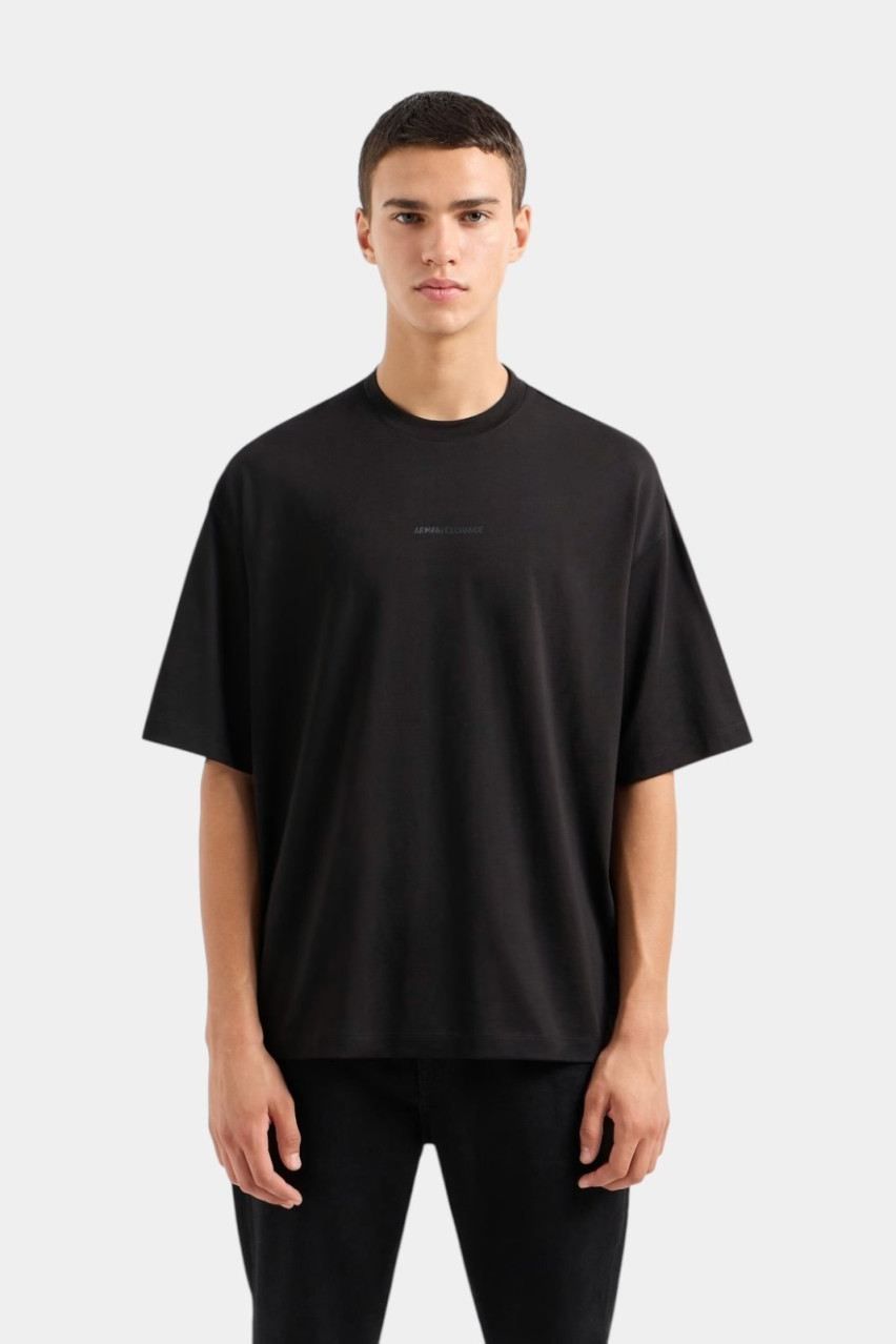 Чорна футболка вільного крою з великим логотипом на спині 6DZTLS ZJLFZ 1200 Armani Exchange