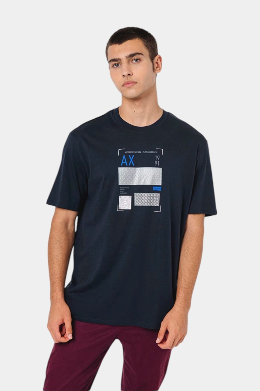 Темно-синя футболка з принтом 6DZTJS ZJA5Z 1510 Armani Exchange