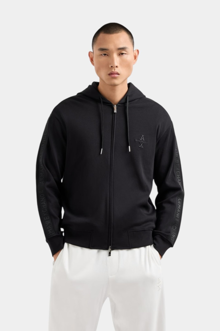 Чорне худі на блискавці з бавовняного інтерлоку ASV 6DZMLC ZJNNZ 1200 Armani Exchange