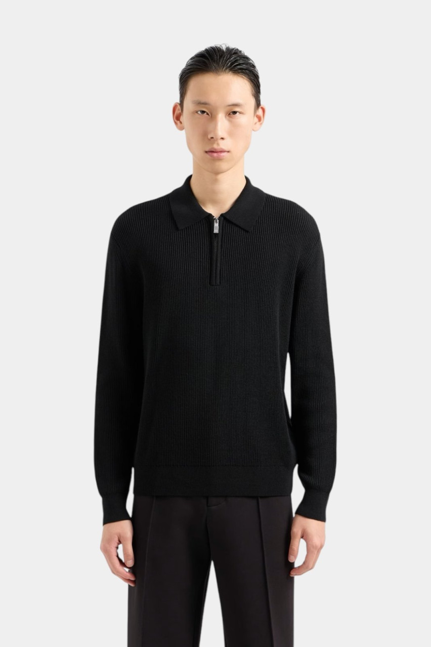 Чорний светр-поло із вовняної суміші XM000129 AF10348 UC001 Armani Exchange